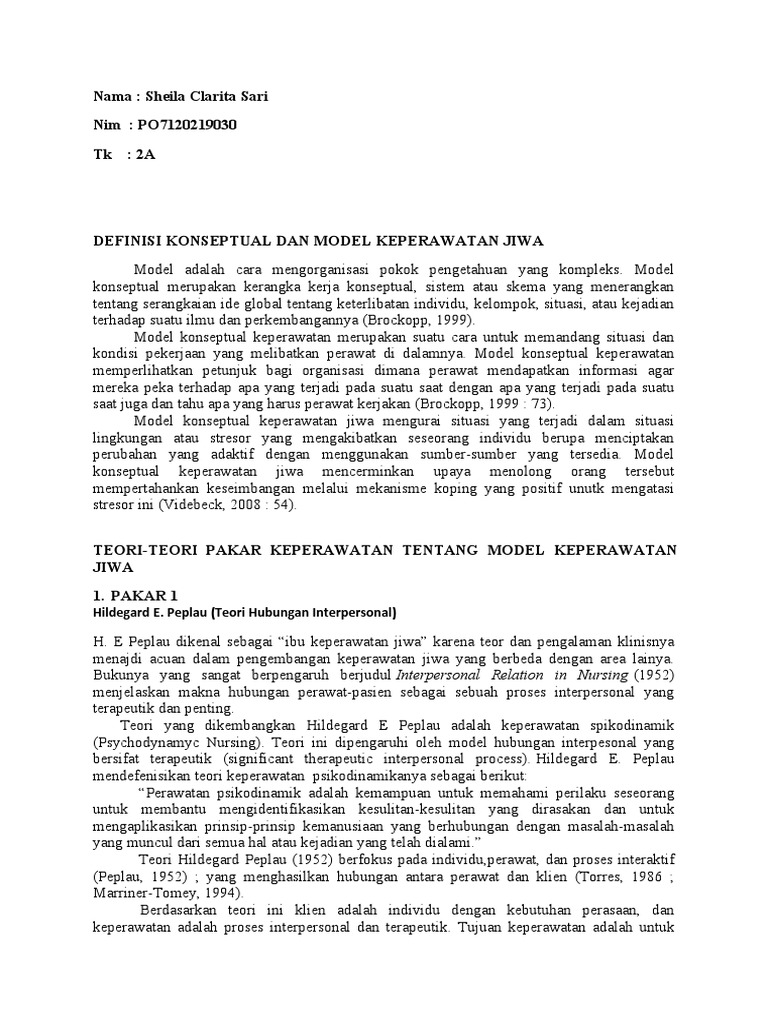 Definisi konseptual dan model keperawatan jiwa pdf