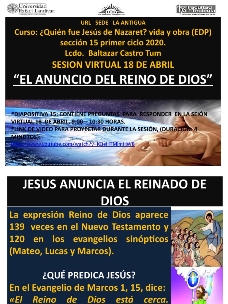 Anuncio del Reino de Dios en Jesús | PDF | Reinado y reino de dios ...