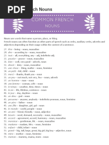 COMMON FRENCH NOUNS - Notes