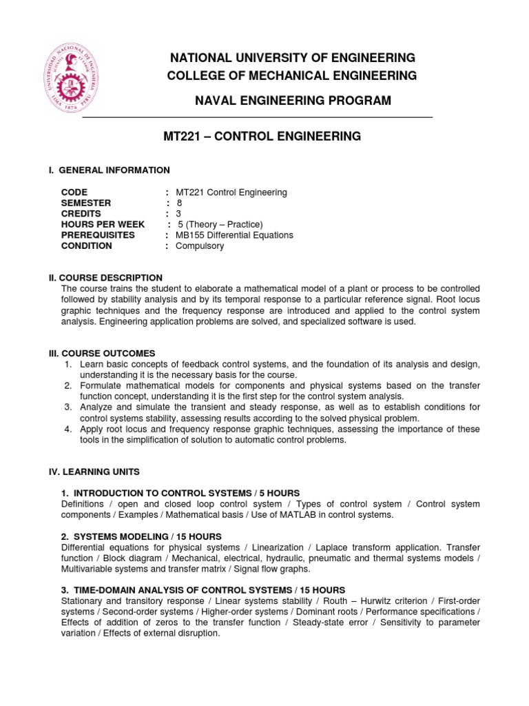 MT221 Control Engineering Overview | PDF | Control Engineering ...