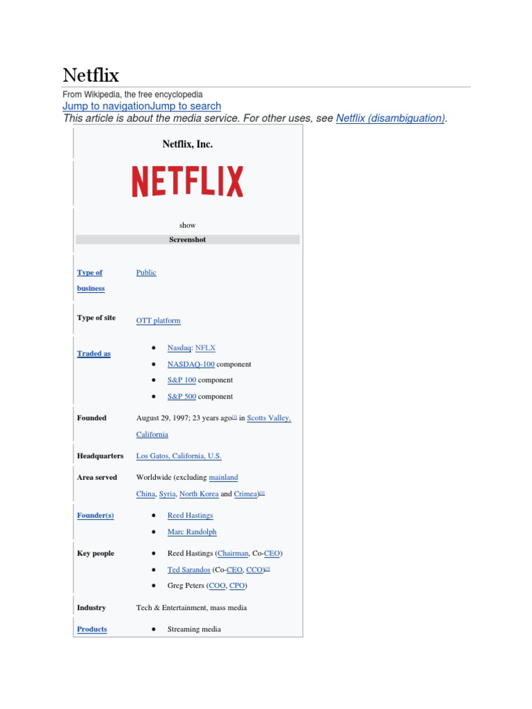 Netflix Jump To Navigationjump To Search PDF Netflix Multimedia