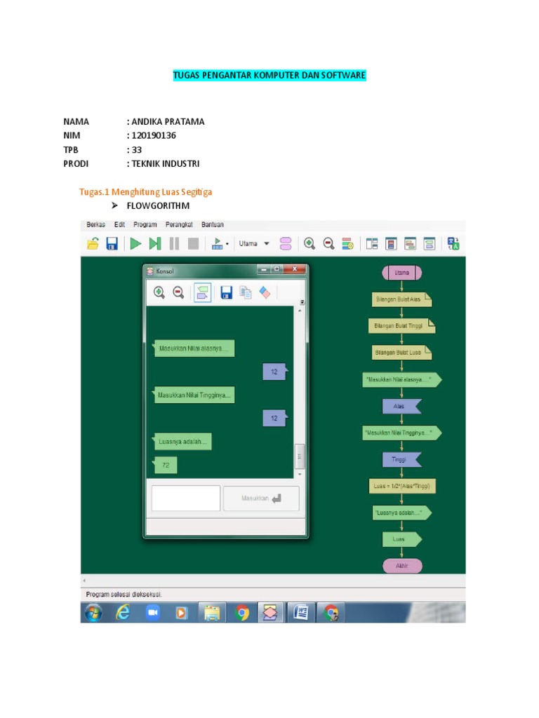 Flowchart Menghitung Luas Segitiga | PDF