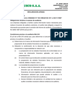 Declaracion Jurada de Compromiso Por Parte de La Entidad de Proporcionar Informacion y Documentacion