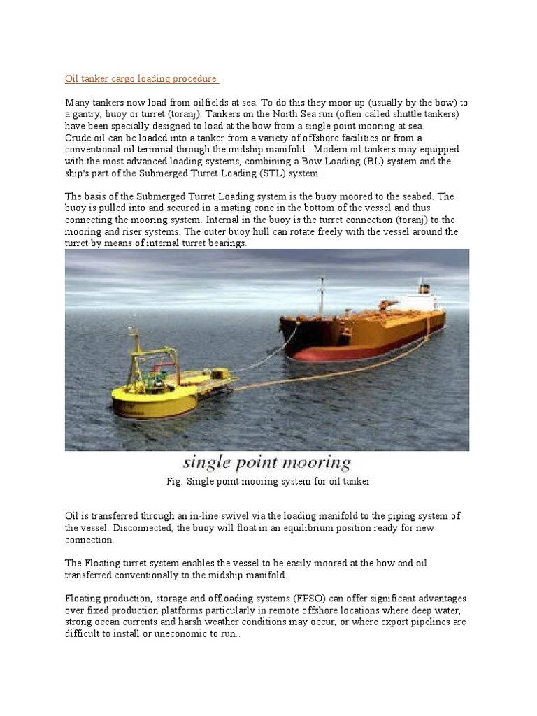 Oil Tanker Cargo Loading Procedure at SBM PDF Oil Tanker