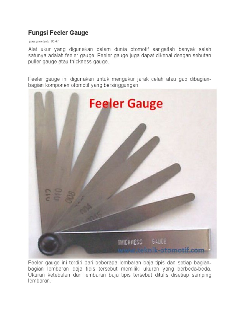Fungsi Feeler Gauge PDF