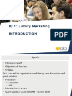 Luxury Marketing Class Agenda and Objectives