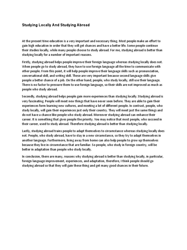 Benefits of Studying Abroad vs. Locally | PDF | International Student ...