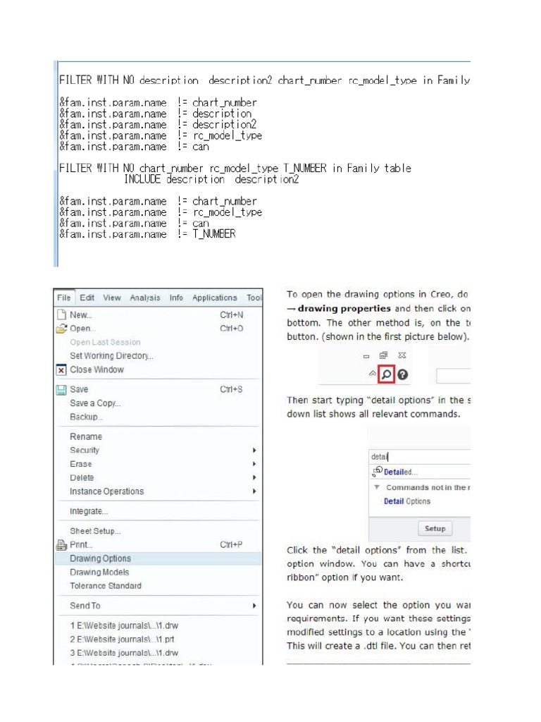 Creo Drawing Table PDF