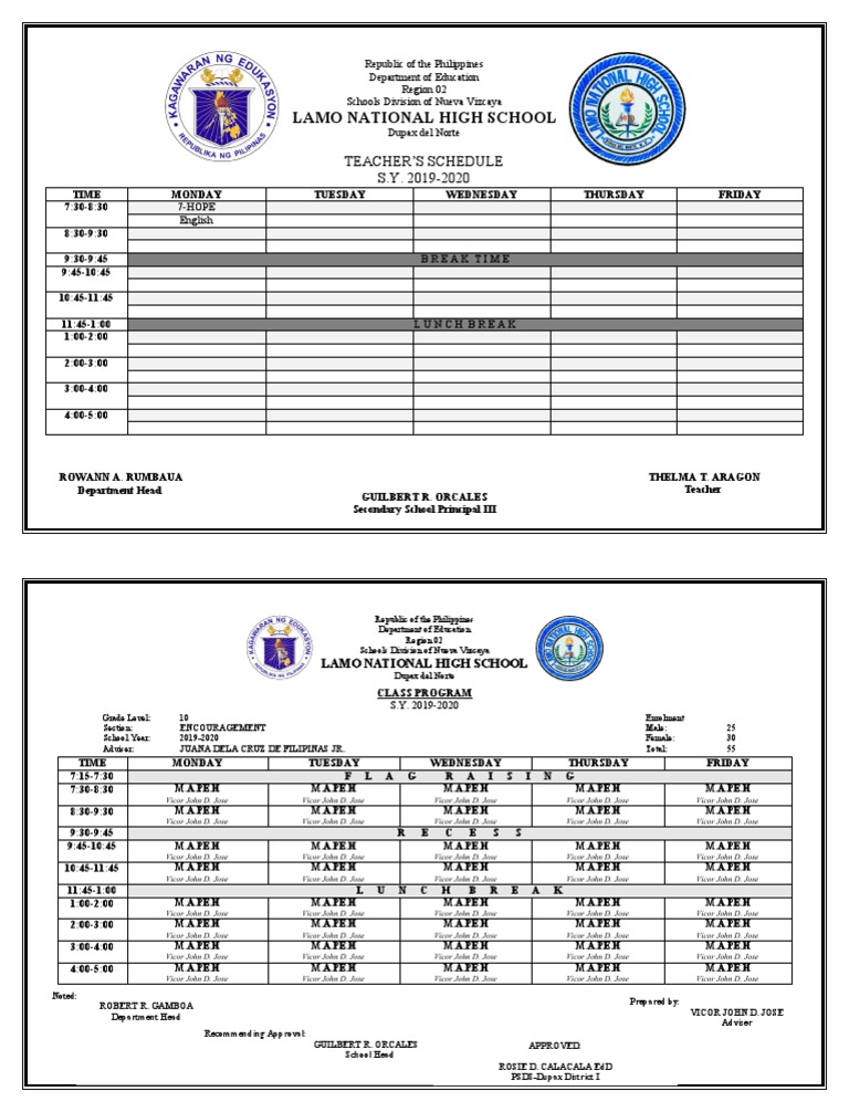 Class Program Template | PDF | Educational Institutions | Social ...