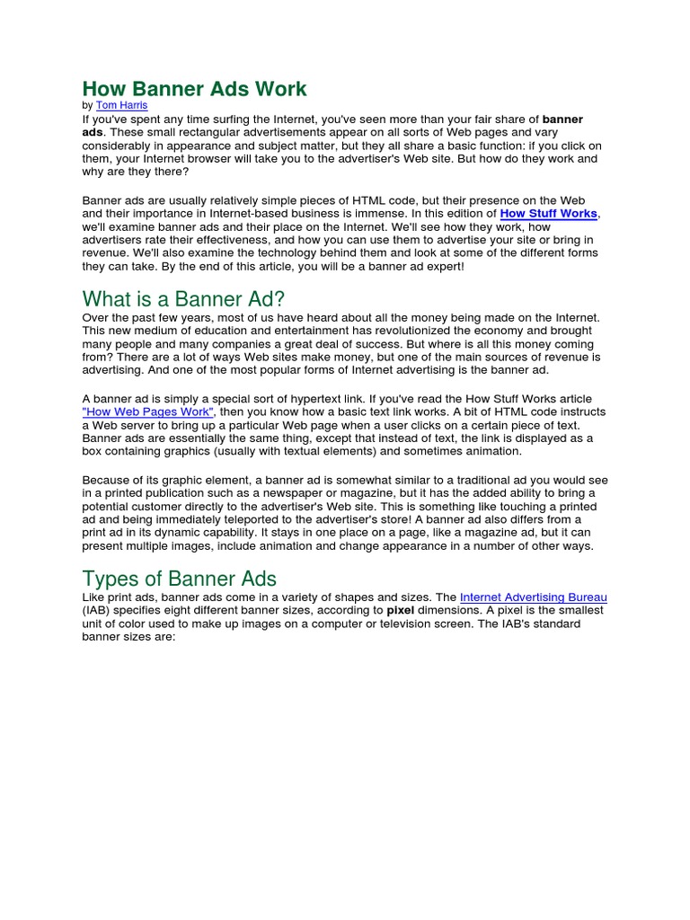 How Banner Ads Work | PDF | Career & Growth | Business