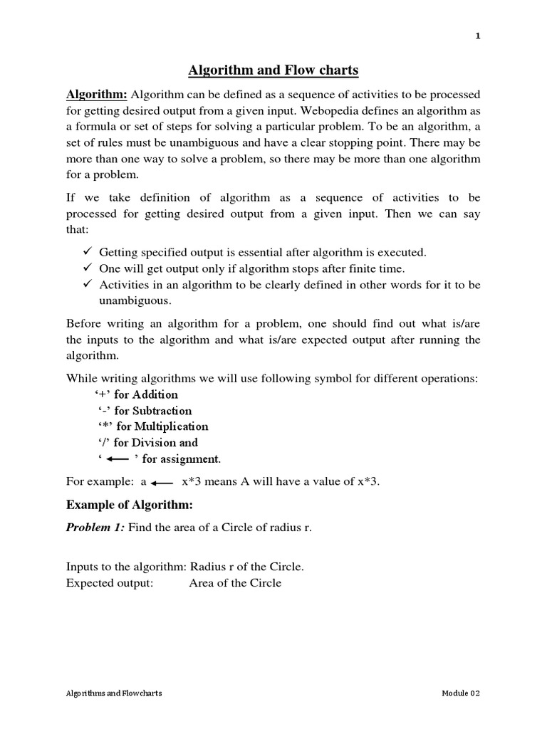 Module - 02 - Algorithm and Flow Charts | PDF | Algorithms | Control Flow