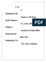 Assignment No 2 Analysis of ALGORITHM