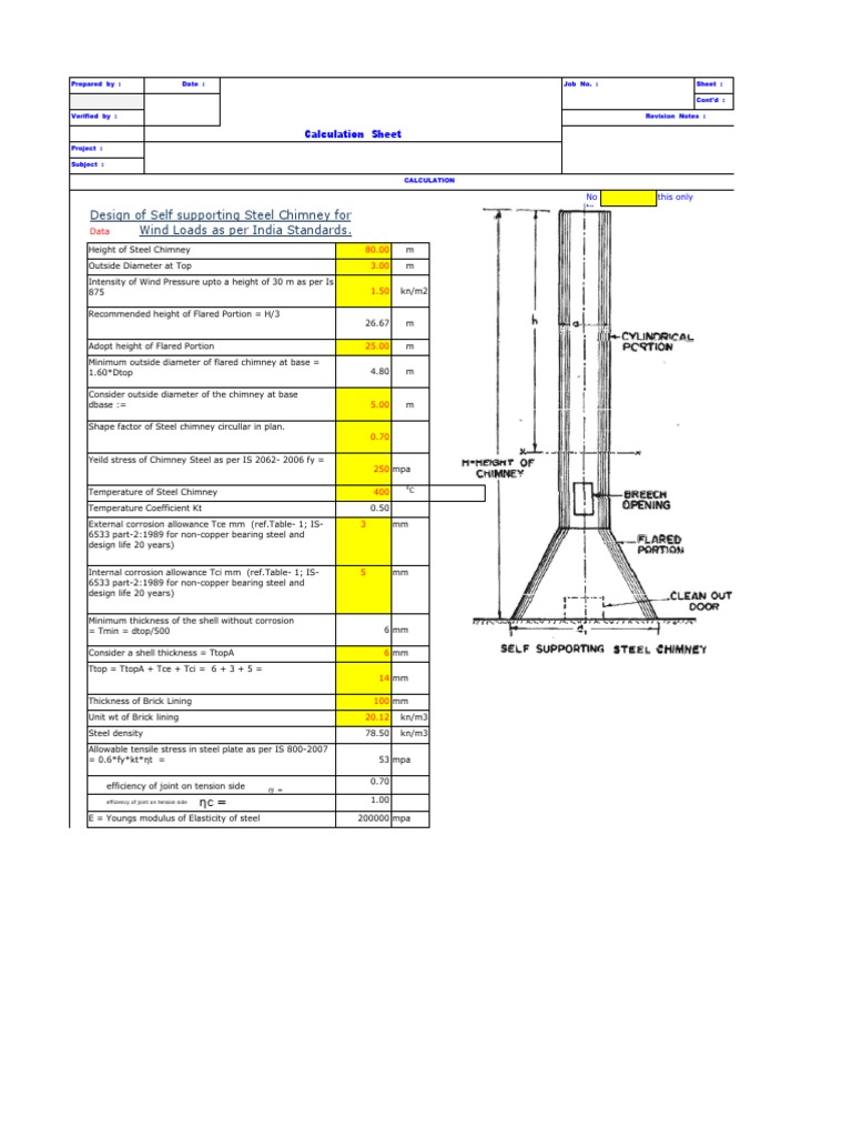 Self-Supporting Steel Chimney Design | PDF | Bending | Young's Modulus