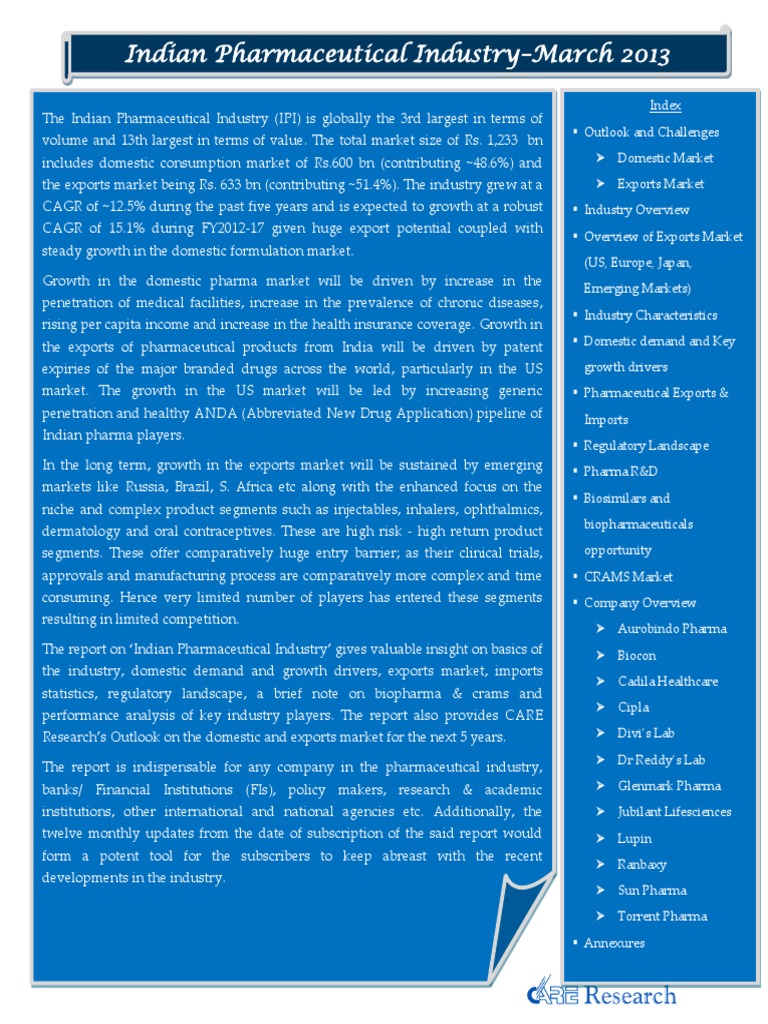 Indian Pharmaceutical Industry Insights | PDF | Pharmaceutical Industry ...