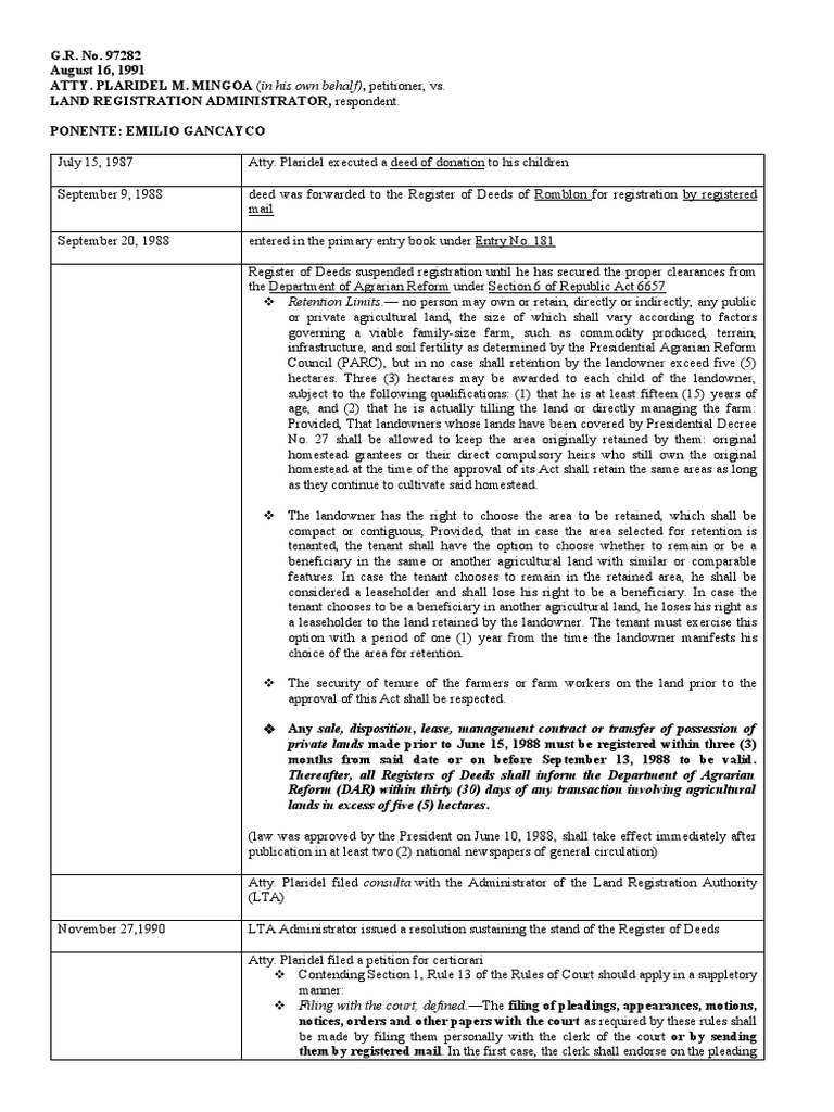 Date of Mailing as Date of Registration The Supreme Court Rules that