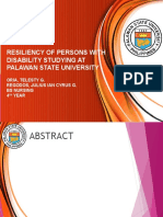 Resiliency of Persons With Disability Studying at Palawan State University