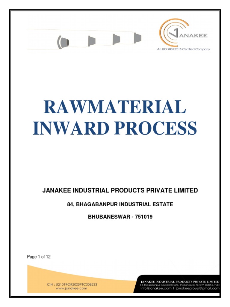 Raw Material Inward Process Guide | PDF | Pallet | Packaging And Labeling