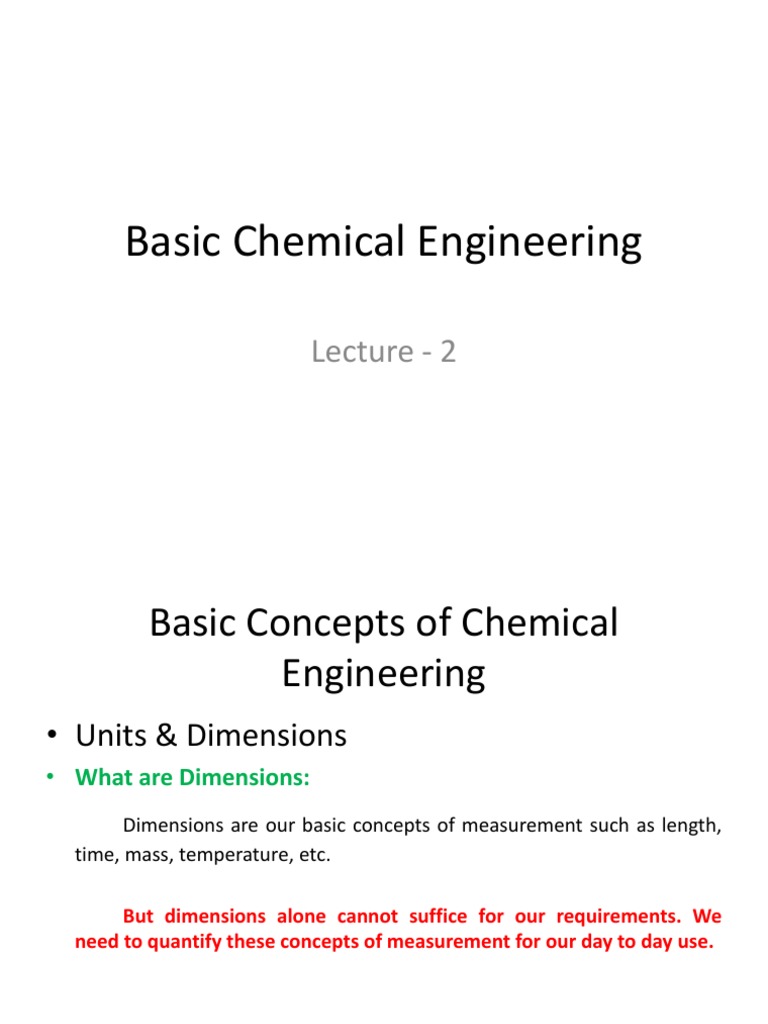 Units and Dimension in Chemical Engineering | PDF | Kilogram | Measurement