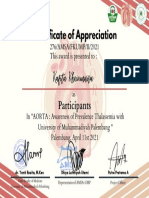 Certificate of Appreciation: Kafita Khoirunnisa