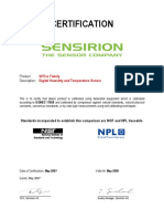 Calibration Certificate Humidity SHTxx E