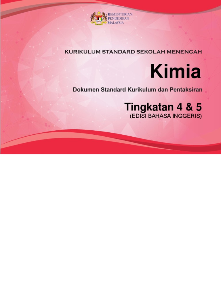 Dskp Kssm Chemistry Form 4 And 5 Versi English Pdf