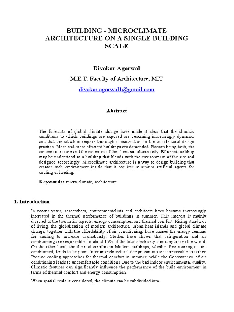 Influence of Microclimate On Architecture | PDF | Green Building | Climate