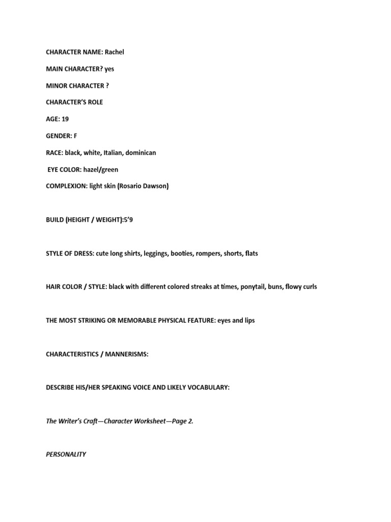 Character Development Guide | PDF