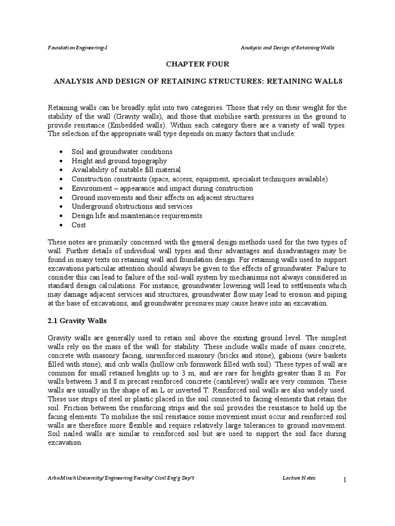 Retaining Wall Design and Analysis | PDF | Deep Foundation | Mechanical ...