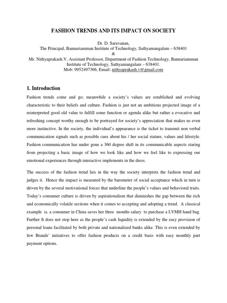 Fashion Trends and Social Impact Analysis | PDF | Fashion | Clothing