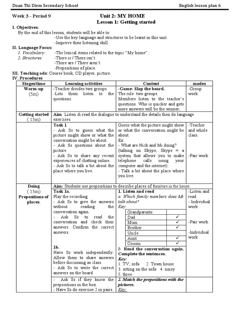 Grade 6 English Unit 2 Lesson Plans | PDF | Lesson Plan | Vocabulary