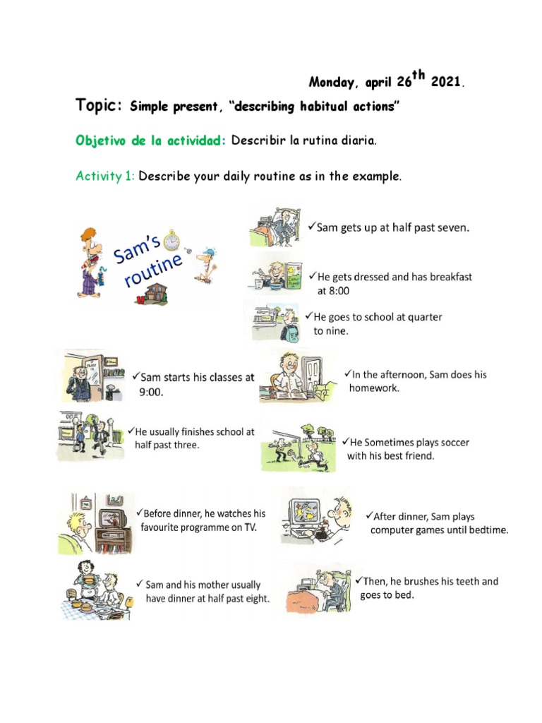 Describe Your Daily Routine, April 26th 2021. | PDF | Career & Growth | Art