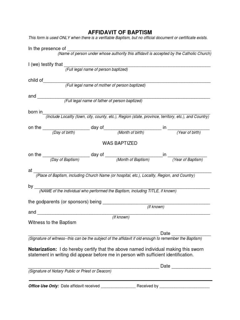 Affidavit of Baptism | PDF | Baptism | Affidavit