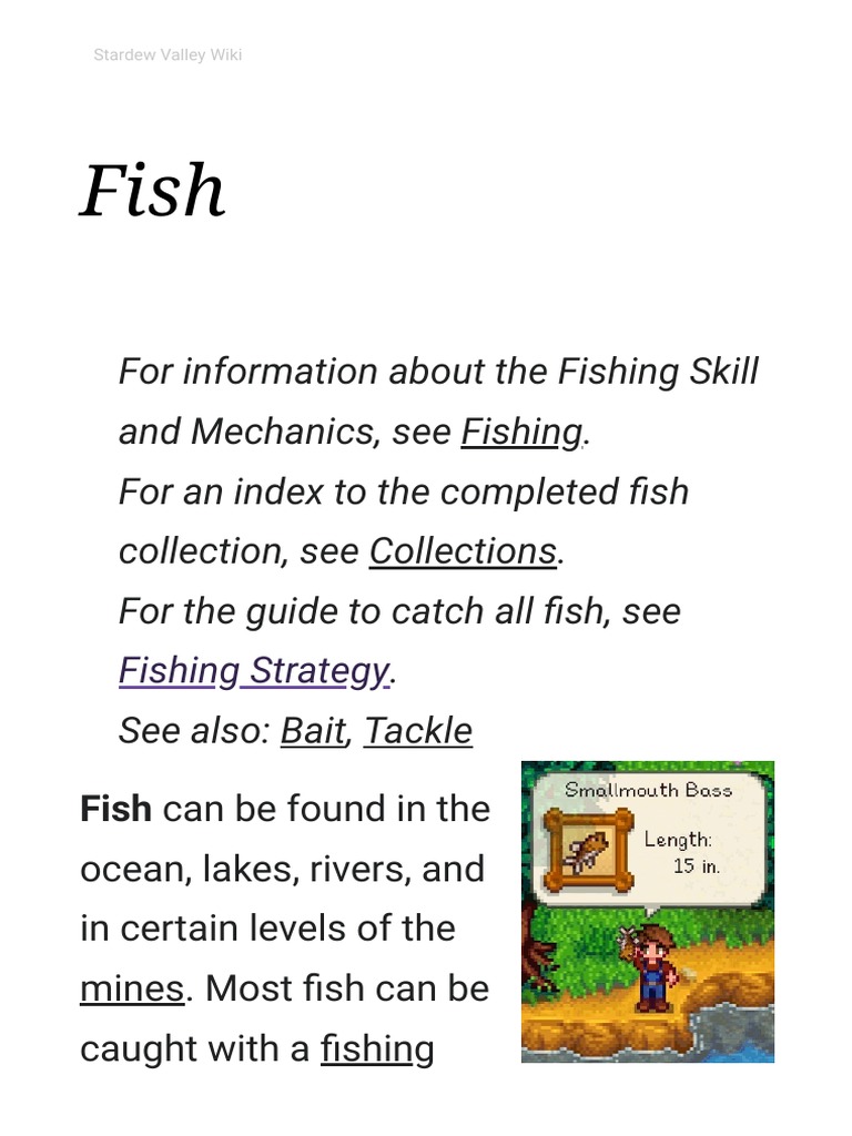 Fish - Stardew Valley Wiki, PDF, Angling
