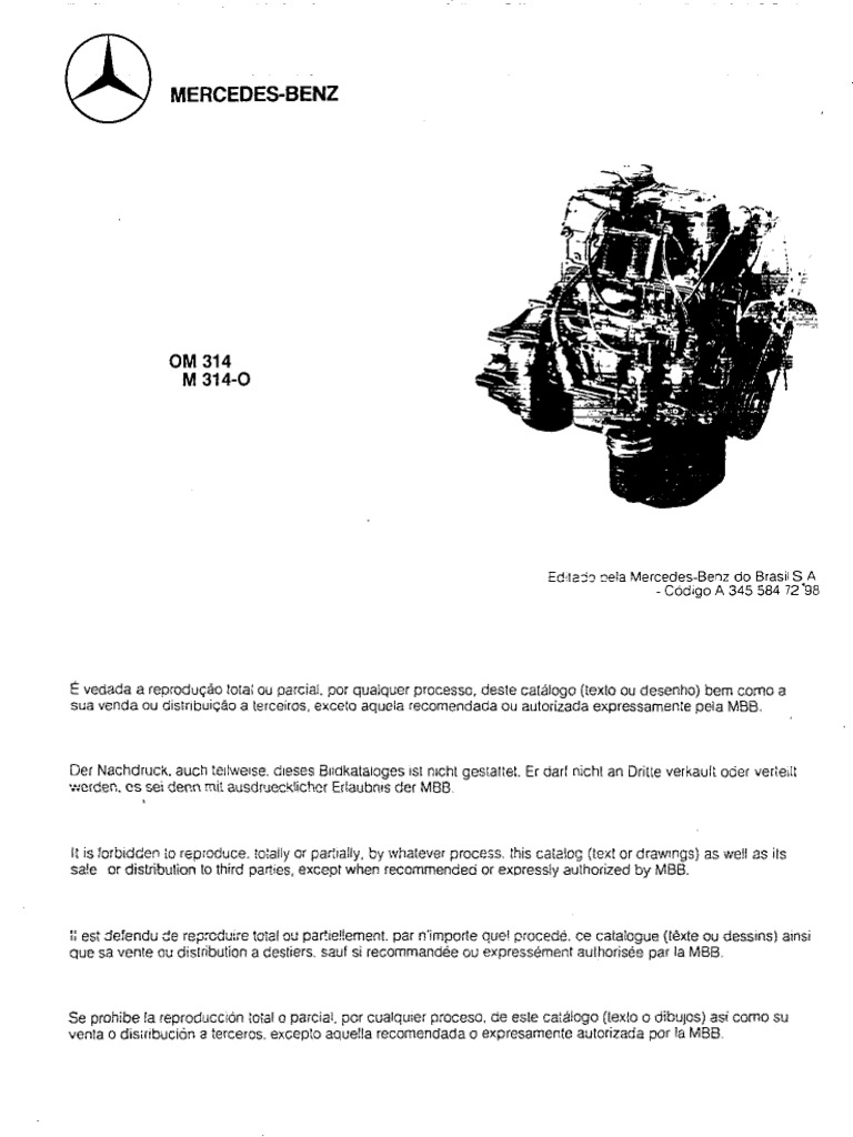 Ficha Técnica do Motor OM 314 | PDF