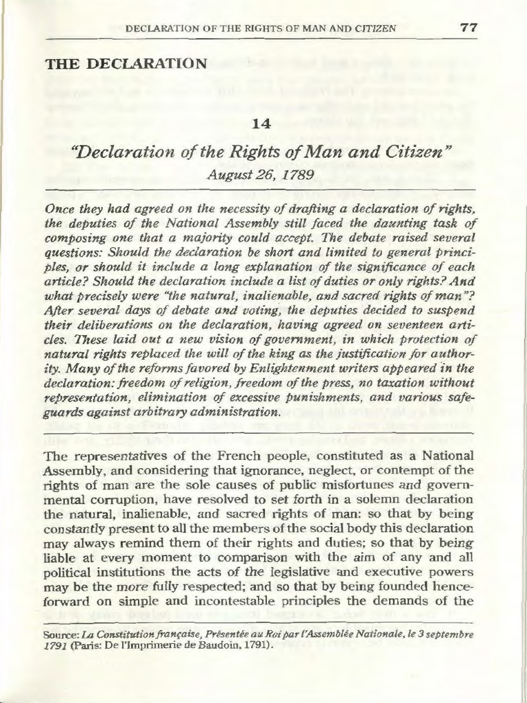 Declaration of The Rights of Man and Citizen | PDF