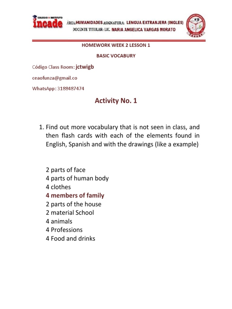 Homework Week 2 Lesson 1 | PDF | Wellness