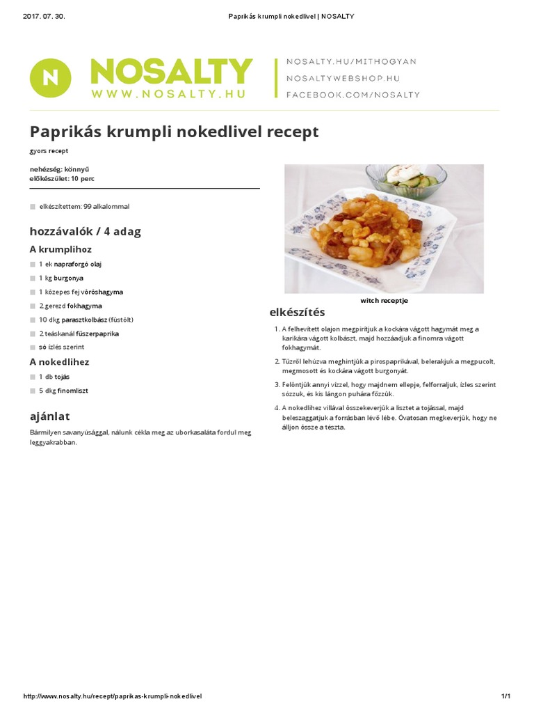 Paprikas Krumpli Nokedlivel Nosalty