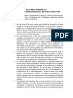 Declaracion Pública Senadores Oposición 26 abril 2021