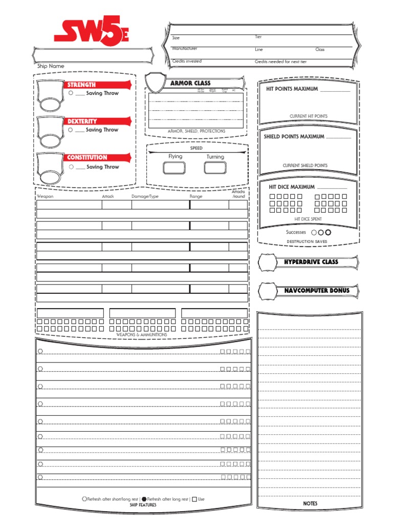 Sheet - Starship (Fillable) | PDF | Battleship | Naval Warfare