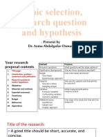 Research question and hypothesis selection for volunteer-based malaria projects