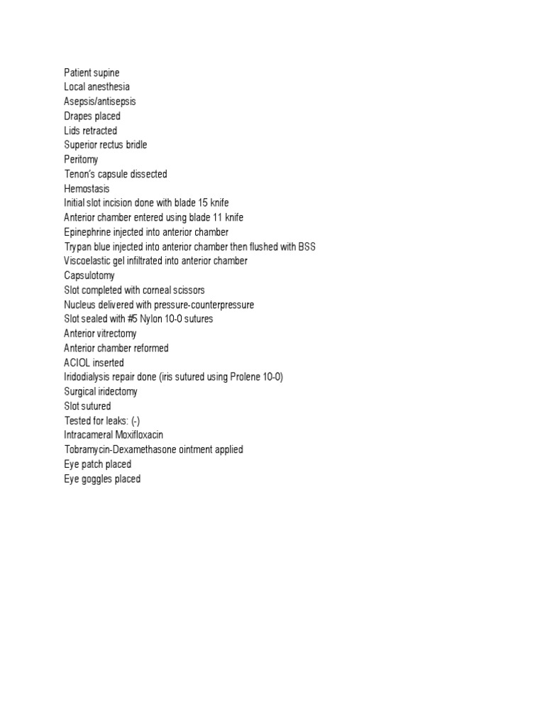 Comprehensive Eye Surgery Procedure Guide | PDF