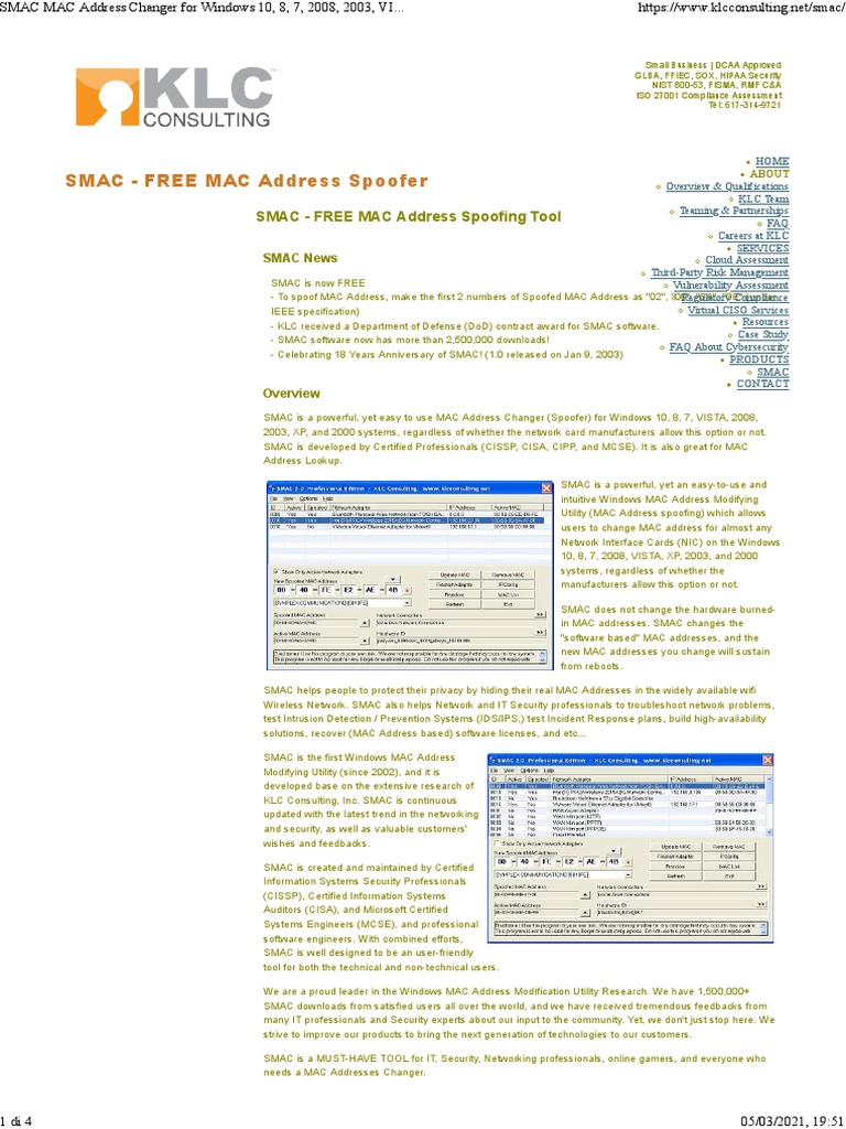 Smac Mac Address Changer For Windows 10 8 7 2008 2003 Vista Xp