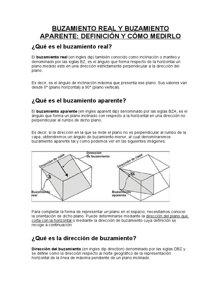 Buzamiento Real y Buzamiento Aparente Descargar gratis PDF Brújula