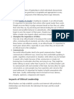 Impacts of Ethical Leadership: Quality of A Leader