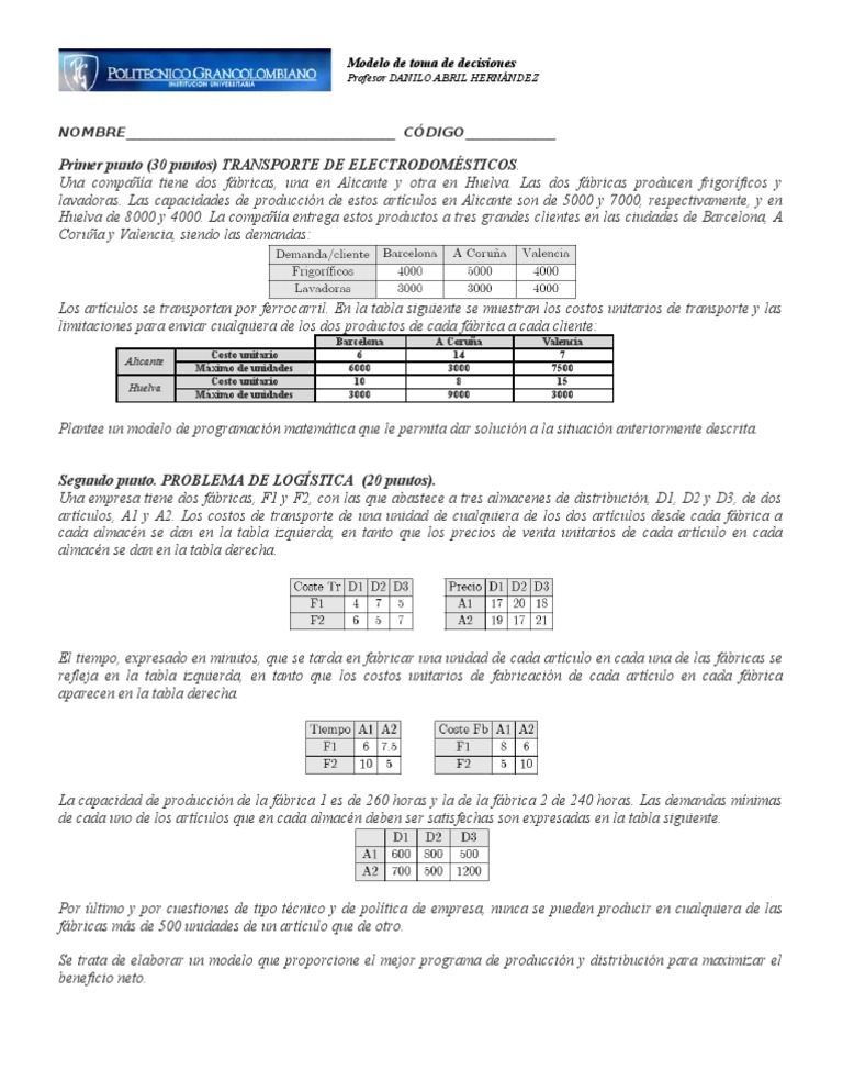 Modelo de Decisiones en Logística y Transporte | PDF | Transporte ...