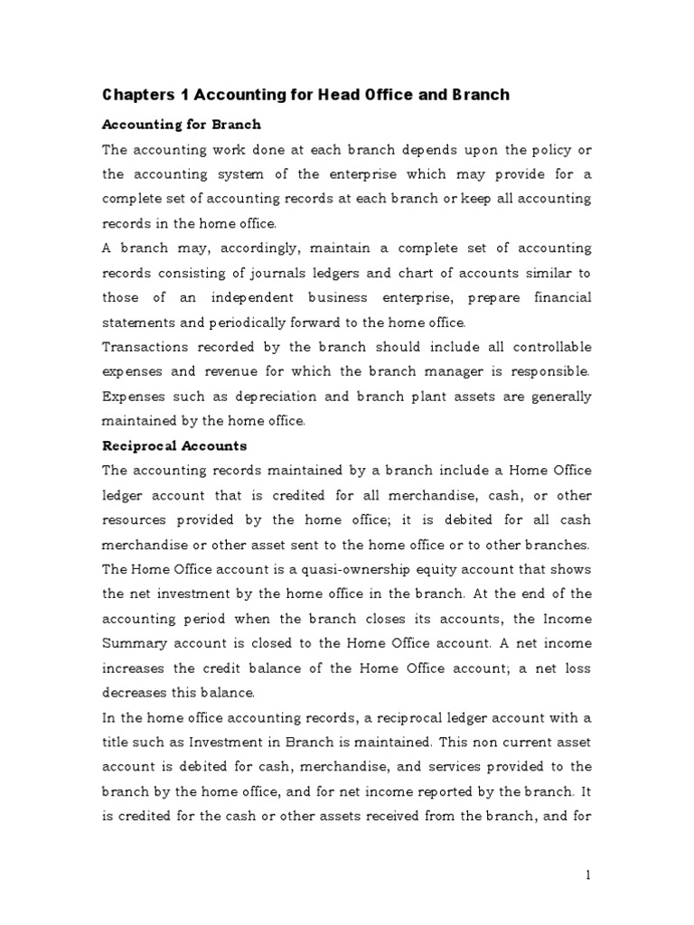 Branch Accounting and Financial Management | PDF | Debits And Credits ...