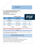 Plano de Aula Da Disciplina Metodologia Da Pesquisa Científica