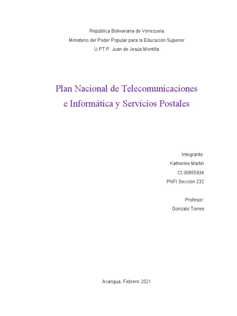 Plan Nacional de Telecomunicaciones Venezuela | PDF | Venezuela ...