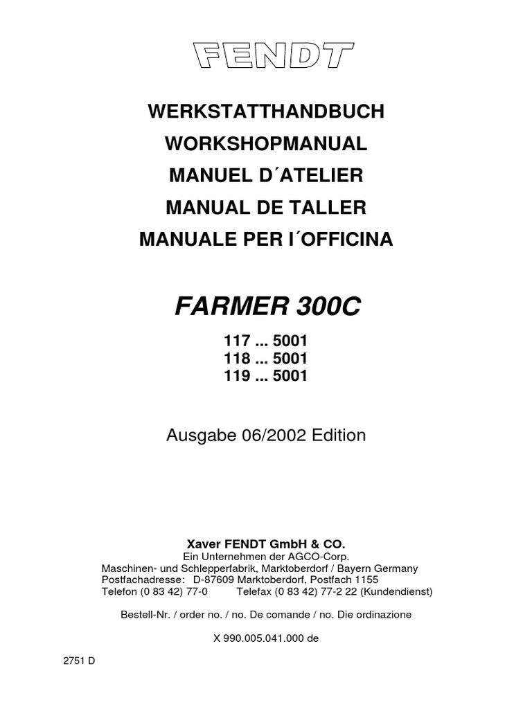 Carte Service Fendt Farmer 300 C