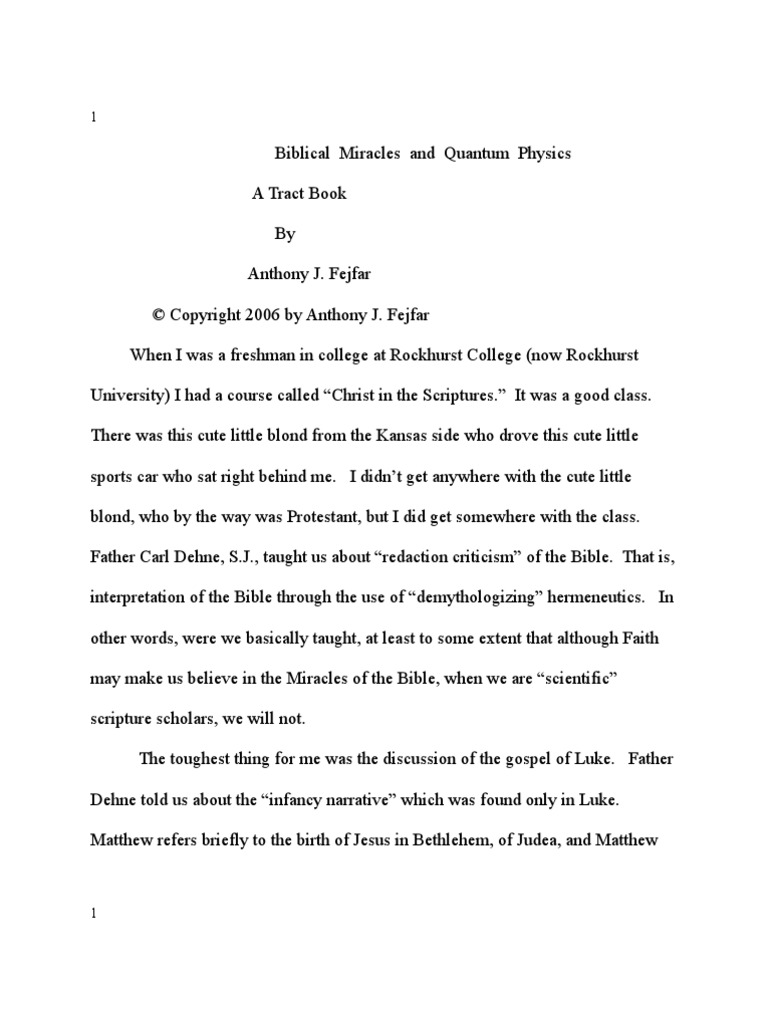 Biblical Miracles And Quantum Physics Pdf Particle Quantum Mechanics